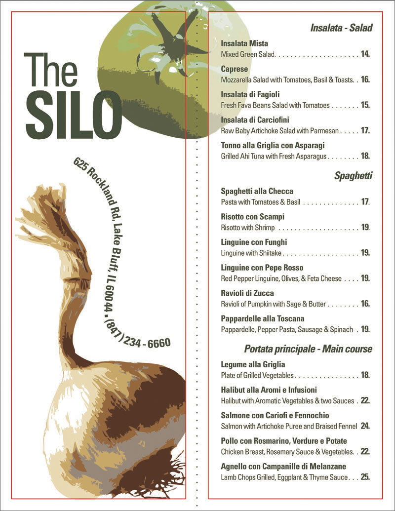 The Silo, Menu design