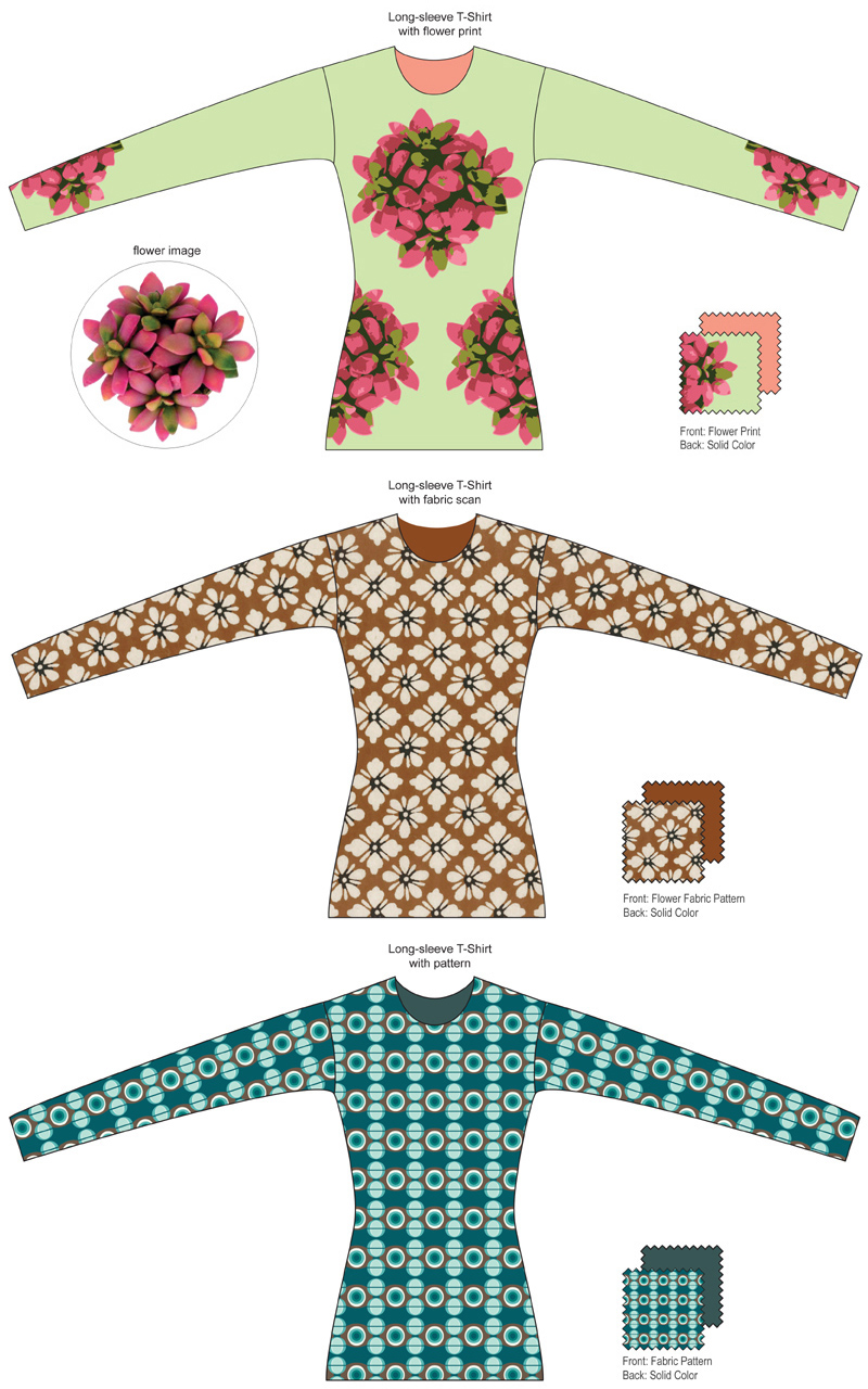 T-shirts flat drawings